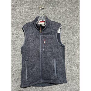 Orvis Vest Mens Medium Gray Fleece Full Zip Quilted Lined Pockets Outdoor